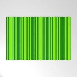 [ Thumbnail: Chartreuse & Green Colored Striped/Lined Pattern Welcome Mat ]