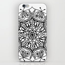 Bugs and Butterfly Zen Mandala black and white iPhone Skin