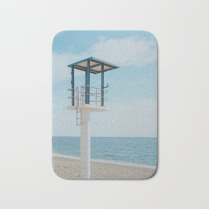 Summer is just around the corner | Minimalistic fine art print lifeguard seat at southern Spanish beach Bath Mat