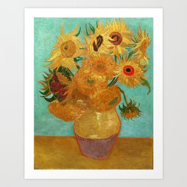 Vincent Van Gogh Twelve Sunflowers In A Vase Art Print