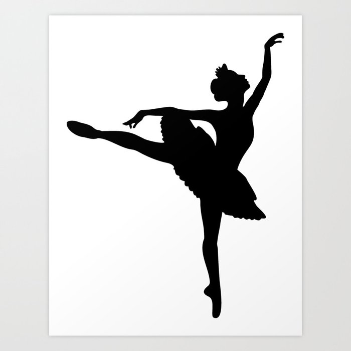 Ballerina silhouette (black) Art Print by XOOXOO