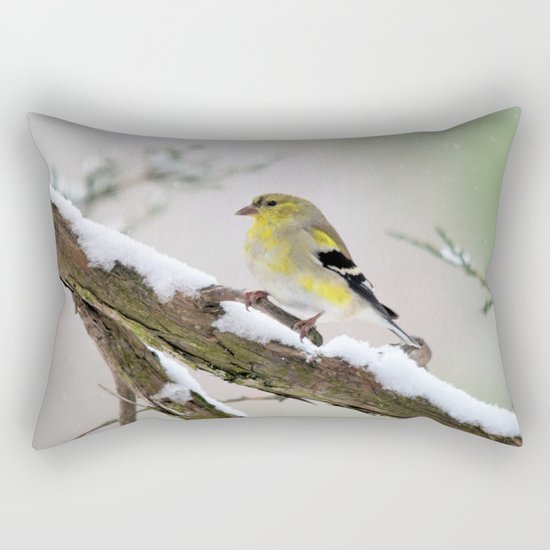 Balancing Act (American Goldfinch) Rectangular Pillow