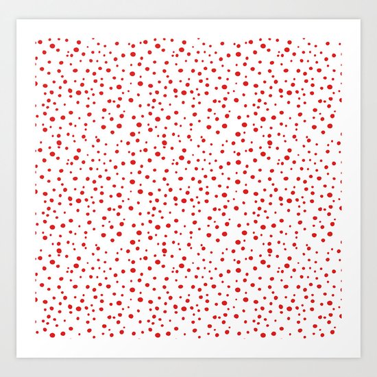 PolkaDots-Red on White Art Print