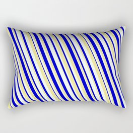 [ Thumbnail: Blue, Tan & Mint Cream Colored Lined Pattern Rectangular Pillow ]