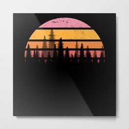 Evergreen Trees I Retro Minimalist I Nature Lover I Pine Tree Metal Print