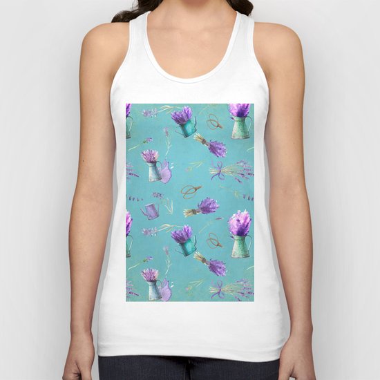 Summer Flower Provence- Lavender Flowers pattern #Society6 Unisex Tank Top