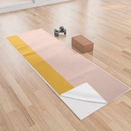 Blush Pink and Mustard Yellow Minimalist Color Block Yoga Towel