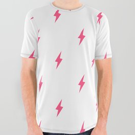 Lightning Bolt Pattern Pink All Over Graphic Tee