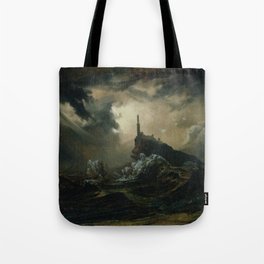Stormy Sea with Lighthouse  - Carl Blechen  Tote Bag