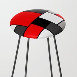 Red Black and Grey squares Counter Stool