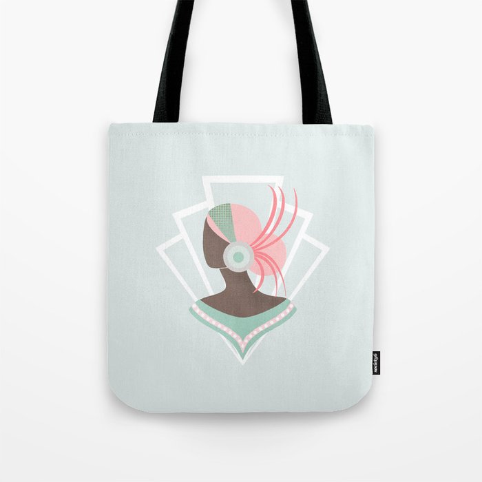 Art Deco lady with pink hair Tote Bag