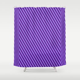[ Thumbnail: Indigo and Purple Colored Lines/Stripes Pattern Shower Curtain ]