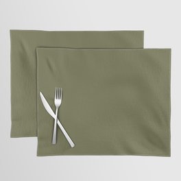 Deep Olive Green solid color modern abstract pattern  Placemat