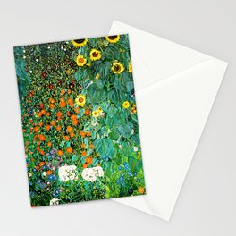 Gustav Klimt - Farm Garden with Sunflowers Stationery Cards