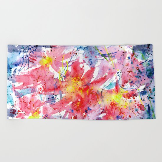 Floral vibes || watercolor Beach Towel