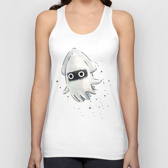 Blooper Squid Mario Watercolor Geek Art Unisex Tank Top