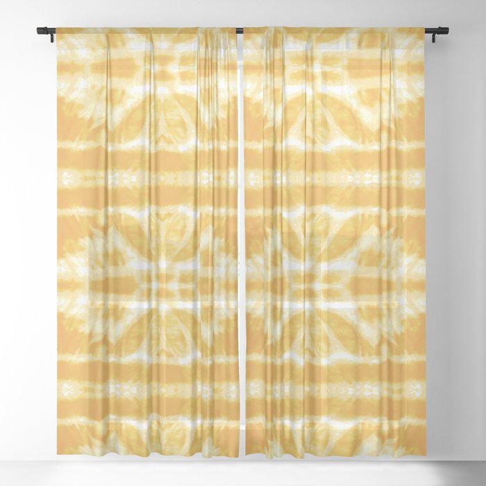 Yellow Tie Dye Twos Sheer Curtain By, Dye Sheer Curtains