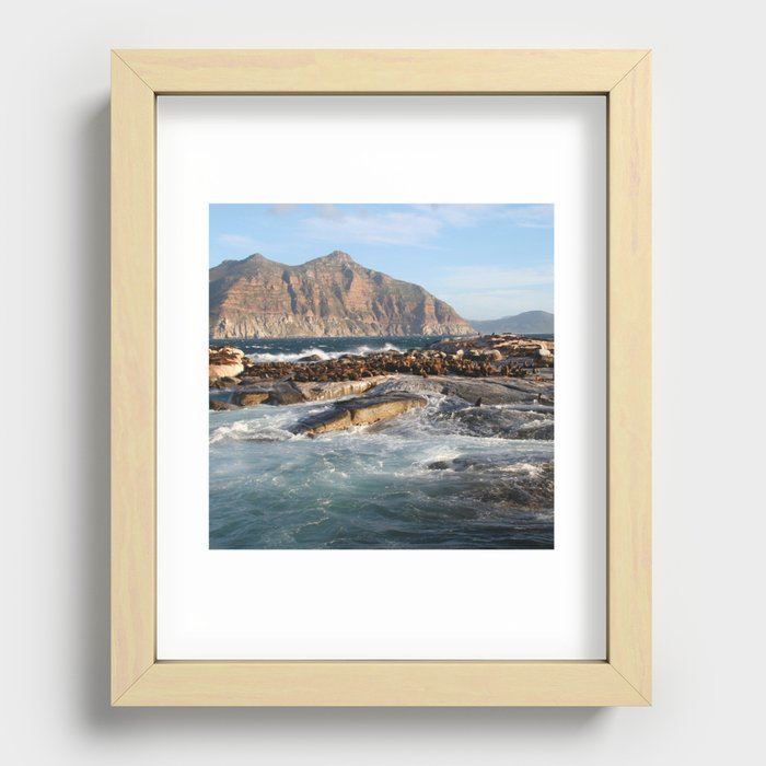 South Africa Photography - Ocean Waves Hitting The Rocks Recessed Framed Print