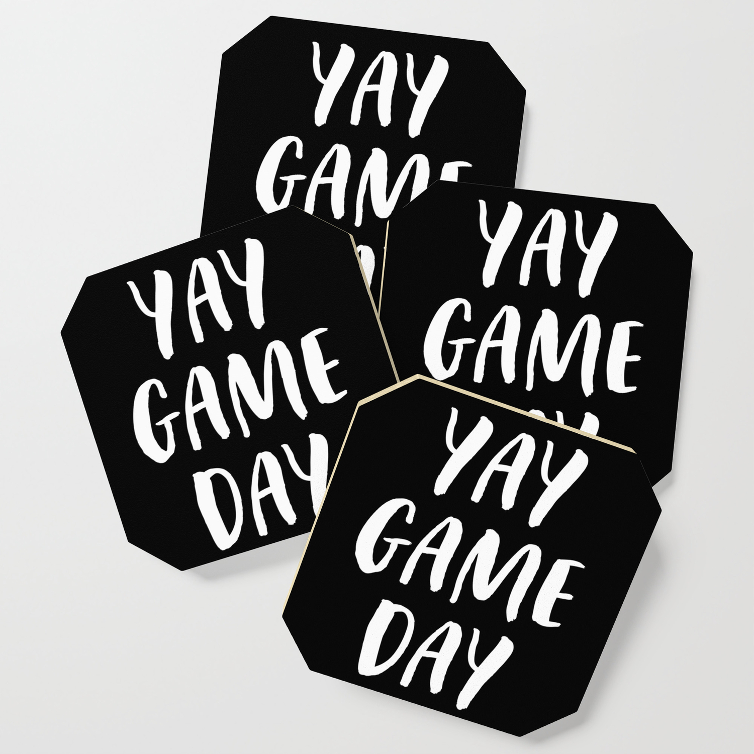 Yay Game Day Football Sports Team White Text Coaster By