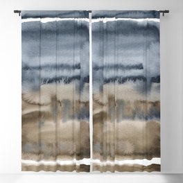 Blue and Brown Watercolor Abstract Blackout Curtain