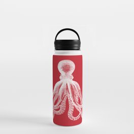 Octopus | Vintage Octopus | Tentacles | Red and White | Water Bottle