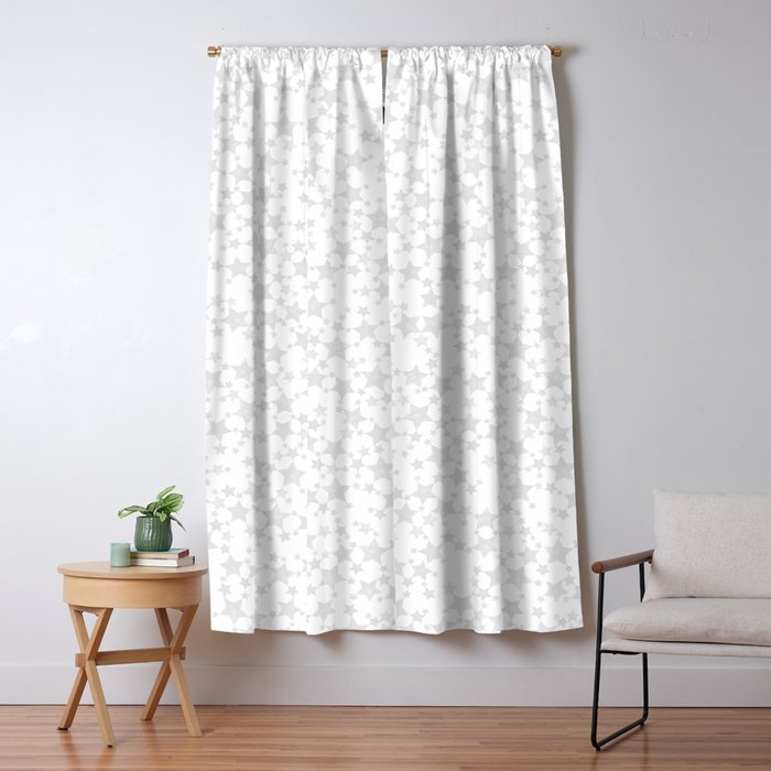 Block Print Silver Gray And White Stars Pattern Blackout Curtain By Itsjensworld Society6 Block Print Silver Gray And White Stars