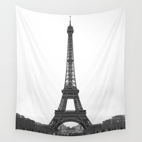 Eiffel Tower in black and white Wall Tapestry