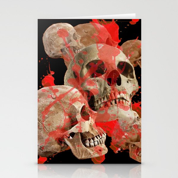 Macabre Blood Skulls Black Art Stationery Cards By Sharlesart