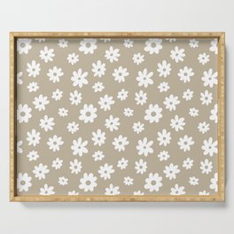 Daisy Pattern (tan/white) Serving Tray