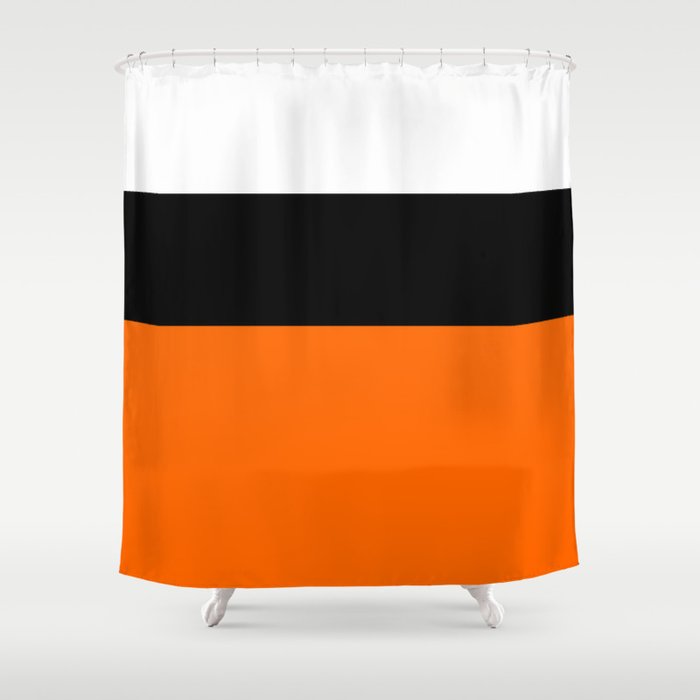 White Black Orange Colorblock Horizontal Shower Curtain