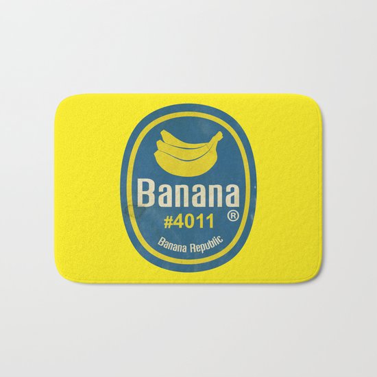 Banana Sticker On Yellow Bath Mat