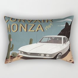 Corvair Monza Retro Poster Rectangular Pillow | Poster, Digital, Artist, Chalk Charcoal, Car, Color, Retro, Corvair, Unique, Style 