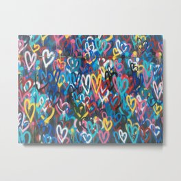 Love Hearts Abstract Graffiti Street Art Metal Print