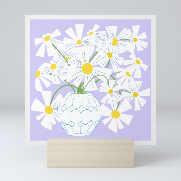 Facing Right Lilac Daisies Modern Flower Still Life Mini Art Print