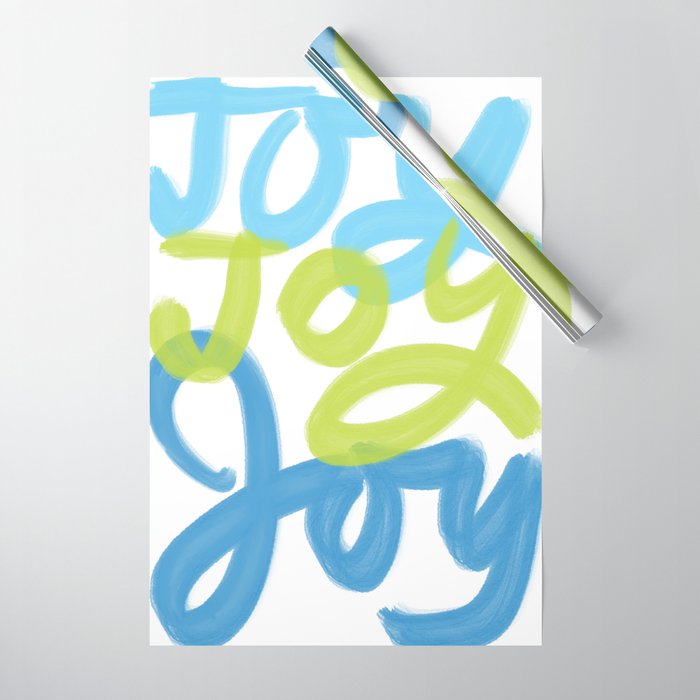 JOYFUL HEARTS Blue Joy Joy Joy Wrapping Paper