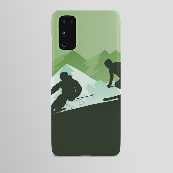 Winter Sport - Best Skiing Design Ever - Green Background Android Case