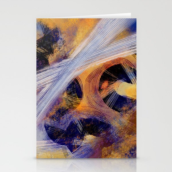 Abstract painting, yellow and dark blue Stationery Cards