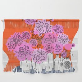 Retro Spring Floral Bouquet Pink and Red Wall Hanging