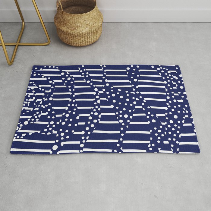Spots and Stripes 2 - Blue and White Rug
