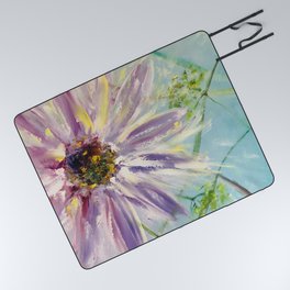 Abstract pink chamomile. Beautiful flower in pastel colors. Picnic Blanket