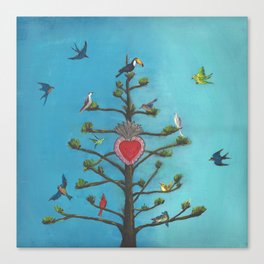 agave tree of life with birds Canvas Print