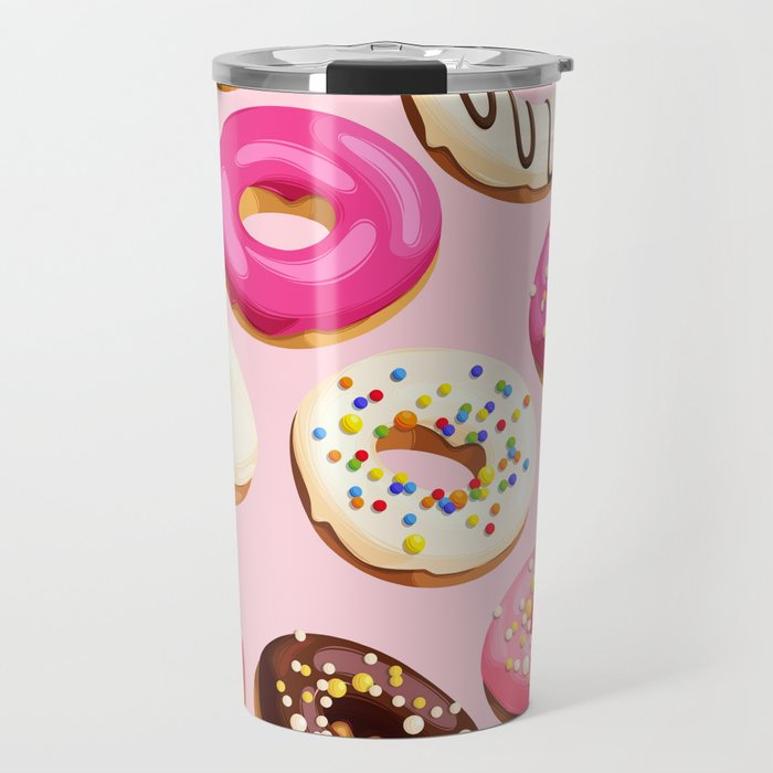 Doughnuts Confectionery Pink Chocolate Travel Mug
