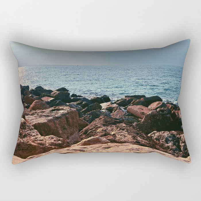 Mediterranean Cliffs and Sea Rectangular Pillow