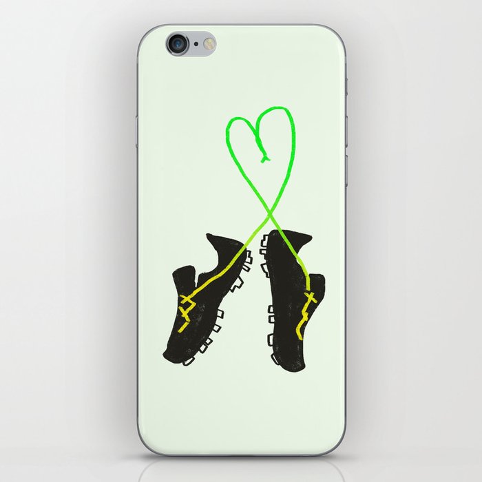 Green and Yellow Soccer Cleats with Heart iPhone Skin