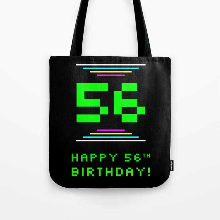 56th Birthday - Nerdy Geeky Pixelated 8-Bit Computing Graphics Inspired Look Tote Bag