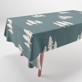 Blue Indigo Woods Pine Trees Pattern Tablecloth