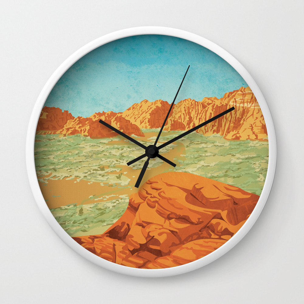 St George Utah Vintage Style Travel Poster Wall Clock By Missyames Society6