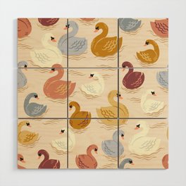 Swan Lake Beige Wood Wall Art