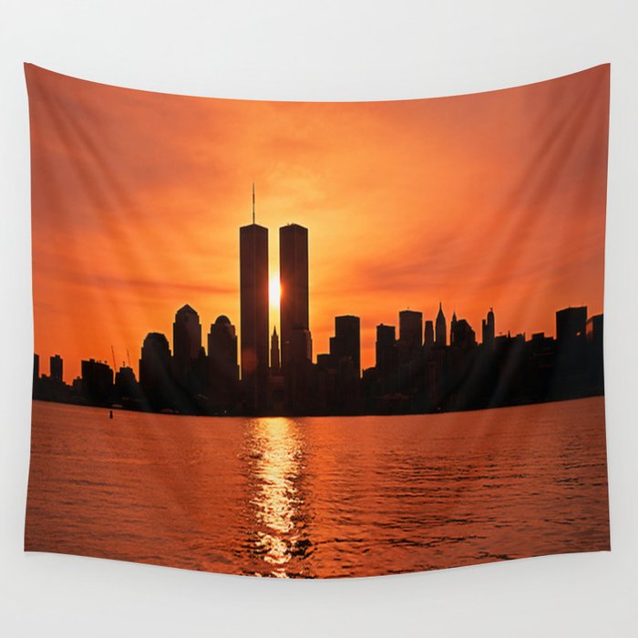 Twin Towers Summer Sky Wall Tapestry