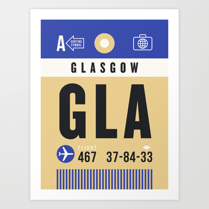 Luggage Tag A - GLA Glasgow Scotland UK Art Print